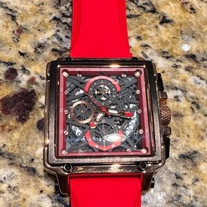 Red and Black Square Watch